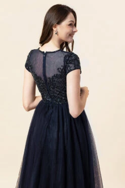 Sparkly Grey Beaded Long Formal Dress -Zapaka Sales Store SQ0831Navy 6