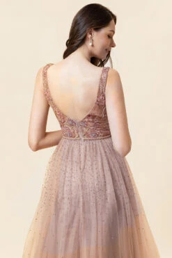 Sparkly Blush Beaded Long Tulle Prom Dress -Zapaka Sales Store SQ9411Blush 4 37957b9c 97b2 4074 b5c3 384e2a422070
