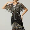 Black Sequin Glitter 1920s Cape
