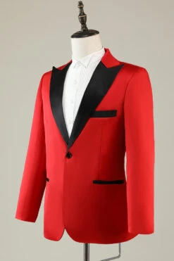 Notched Lapel Red Prom Blazer For Men -Zapaka Sales Store WHM0018Red 3