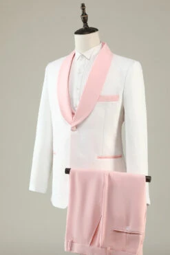 Light Pink Shawl Lapel 3 Piece Men's Prom Suits -Zapaka Sales Store WHM0133 20Pink 20 3