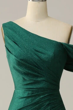 Mermaid One Shoulder Dark Green Long Prom Dress -Zapaka Sales Store YMS202313DarkGreen 4