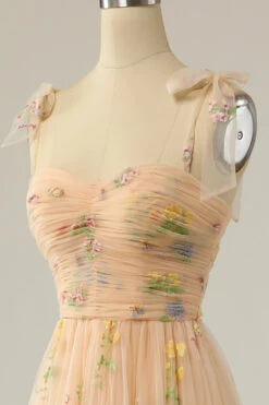 Champagne Embroidery Long Prom Dress -Zapaka Sales Store YMSYLH20419 2