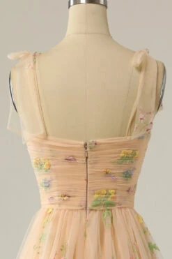 Champagne Embroidery Long Prom Dress -Zapaka Sales Store YMSYLH20419 4