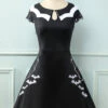 Black 1950S Bat Cape Swing Dress