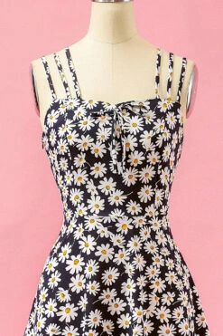 Black Floral Print Daisy Casual Dress -Zapaka Sales Store YYCGHX051106 black 03