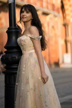 Sweetheart Champagne A-line Prom Dress With Embroidery -Zapaka Sales Store YYLH20414 9