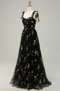 Champagne Embroidery Long Prom Dress -Zapaka Sales Store YYLH20419Black 3