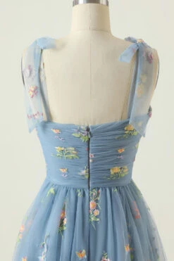 Grey Blue Long Prom Dress With Embroidery 19 Grey Blue Long Prom Dress With Embroidery -Zapaka Sales Store YYLH20419 Grey Blue 9