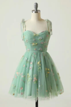 Cute A Line Spaghetti Straps Champagne Cocktail Dress With Embroidery -Zapaka Sales Store YYLH20485 Green 3 c27dfa61 70f6 47c1 930d d31731da92c5