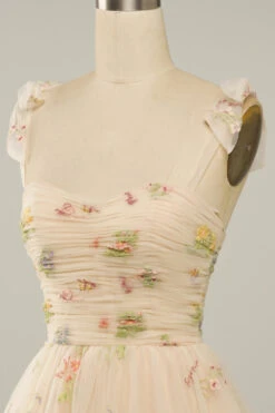 Sweetheart Champagne Graduation Dress With Embroidery -Zapaka Sales Store YYLH20485 6