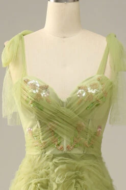 Light Green A-Line Prom Dress With Embroidery -Zapaka Sales Store YYLH30802 Light Green 4