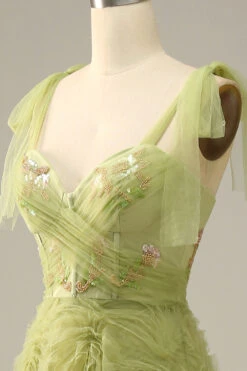 Light Green A-Line Prom Dress With Embroidery -Zapaka Sales Store YYLH30802 Light Green 5