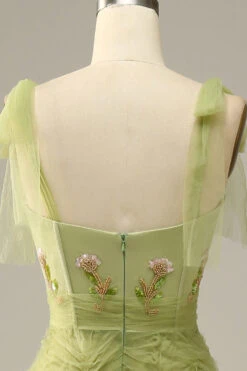 Light Green A-Line Prom Dress With Embroidery -Zapaka Sales Store YYLH30802 Light Green 6