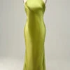 Halter Open Back Lemon Green Long Bridesmaid Dress