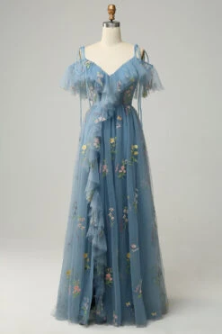 A-Line V-Neck Spaghetti Straps Embroidery Lavender Long Prom Dress With Slit -Zapaka Sales Store YYZL423Green 1 first 9ad29e23 7b85 448d 8f83 7b50d4789b90