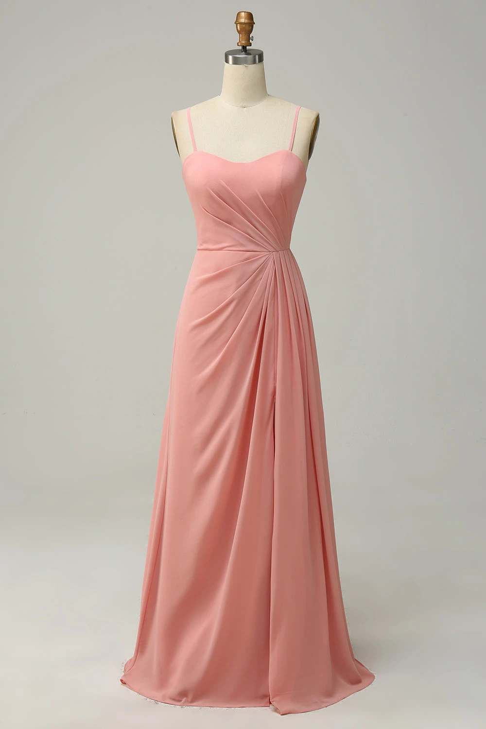 A Line Spaghetti Straps Blush Long Bridesmaid Dress 1 A Line Spaghetti Straps Blush Long Bridesmaid Dress