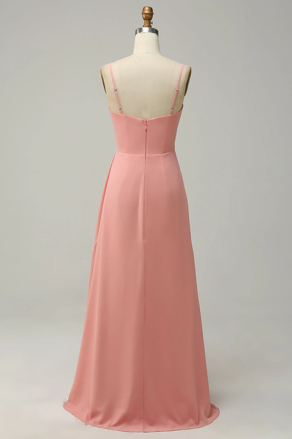 A Line Spaghetti Straps Blush Long Bridesmaid Dress 2 A Line Spaghetti Straps Blush Long Bridesmaid Dress - Image 2