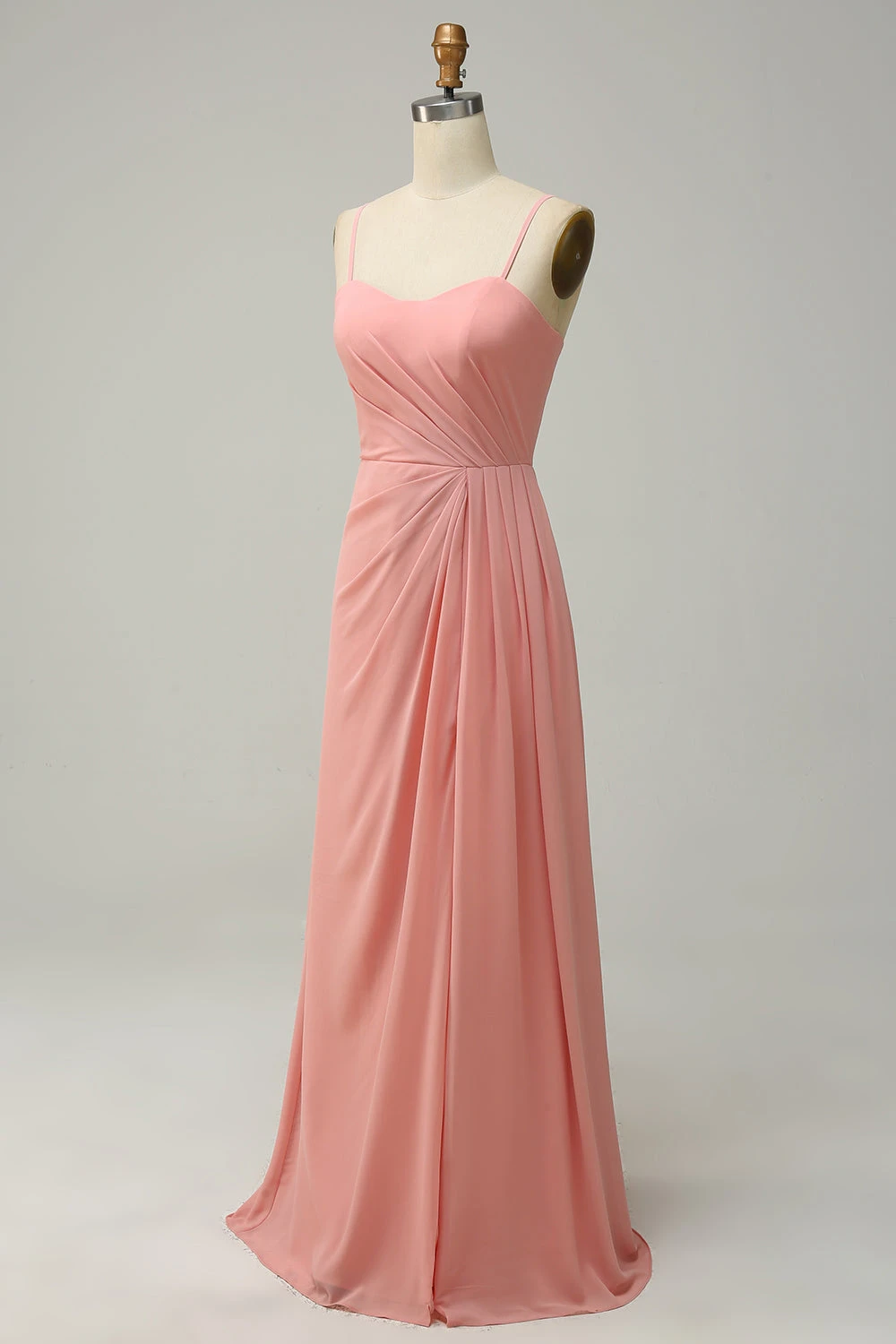 A Line Spaghetti Straps Blush Long Bridesmaid Dress 3 A Line Spaghetti Straps Blush Long Bridesmaid Dress - Image 3