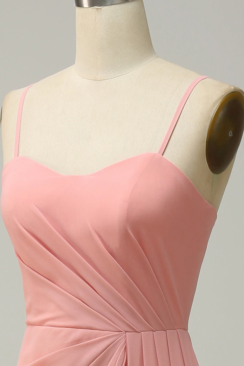 A Line Spaghetti Straps Blush Long Bridesmaid Dress 5 A Line Spaghetti Straps Blush Long Bridesmaid Dress - Image 5