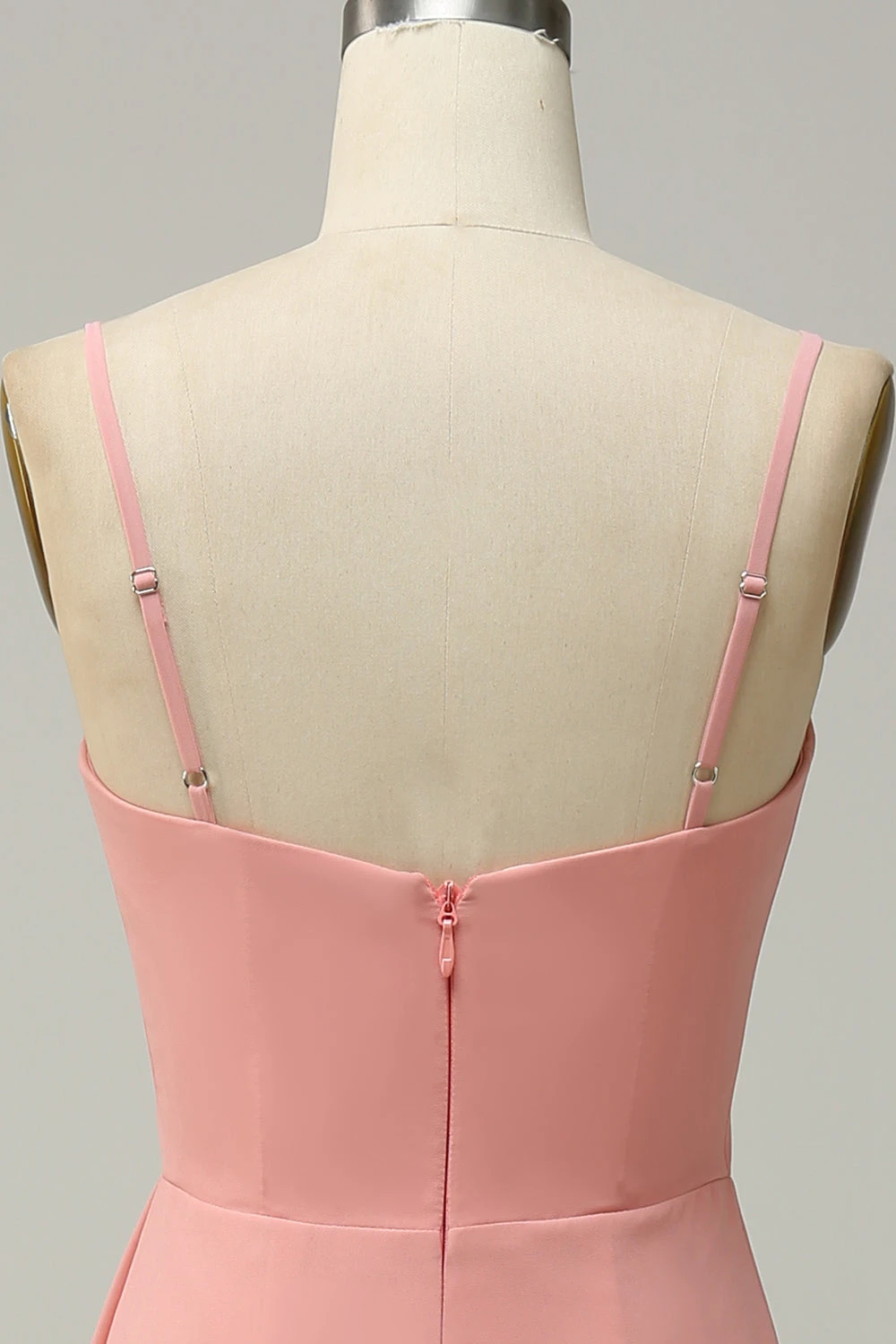 A Line Spaghetti Straps Blush Long Bridesmaid Dress 6 A Line Spaghetti Straps Blush Long Bridesmaid Dress - Image 6