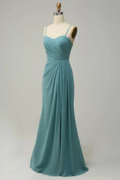 A Line Spaghetti Straps Blush Long Bridesmaid Dress 20 A Line Spaghetti Straps Blush Long Bridesmaid Dress -Zapaka Sales Store YYZL558 Nordmann Green 3