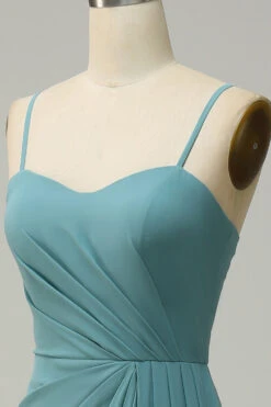 A Line Spaghetti Straps Blush Long Bridesmaid Dress 22 A Line Spaghetti Straps Blush Long Bridesmaid Dress -Zapaka Sales Store YYZL558 Nordmann Green 5