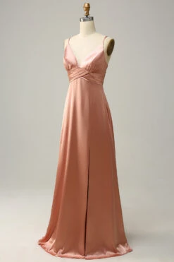 Blush Spaghetti Straps A Line Bridesmaid Dress With Slit 8 Blush Spaghetti Straps A Line Bridesmaid Dress With Slit -Zapaka Sales Store YYZL572 20Blush 3