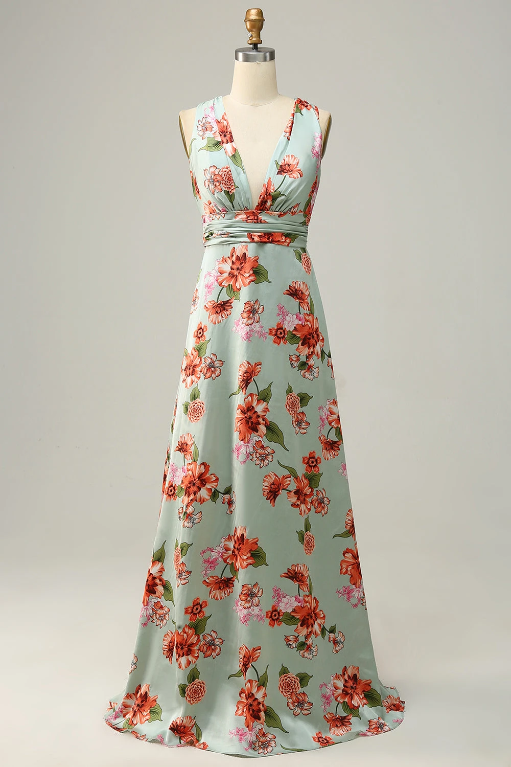 Green Halter Sleeveless A Line Bridesmaid Dress 1 Green Halter Sleeveless A Line Bridesmaid Dress