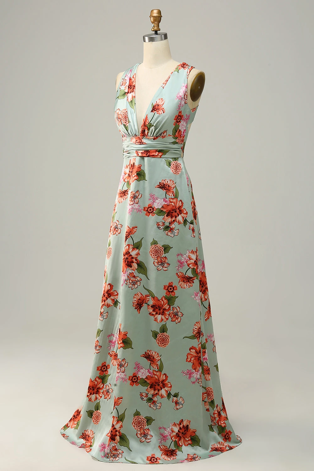 Green Halter Sleeveless A Line Bridesmaid Dress 3 Green Halter Sleeveless A Line Bridesmaid Dress - Image 3