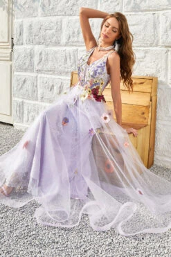 A Line Deep V Neck Lavender Long Prom Dress With Open Back -Zapaka Sales Store YYZL596Lavender 6 ac54d613 dbe9 4c62 9e57 bfe210edd34e