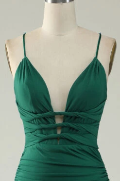 Mermaid Spaghetti Straps Royal Blue Plus Size Prom Dress With Criss Cross Back -Zapaka Sales Store YYZL608 Dark Green 4