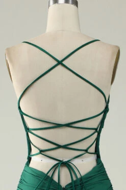 Mermaid Spaghetti Straps Royal Blue Plus Size Prom Dress With Criss Cross Back -Zapaka Sales Store YYZL608 Dark Green 6