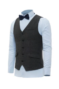 Black Shawl Lapel Men's Vest With 6 Pieces Accessories Set -Zapaka Sales Store YYZLHB230110 20Black 3