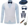 White Chain Men's Vest With 5 Pieces Accessories Set