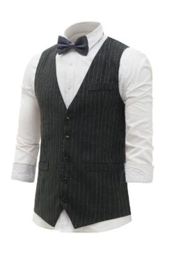 Dark Grey Pinstriped Men's Vest With 5 Pieces Accessories Set -Zapaka Sales Store YYZLHB230119 20Dark 20Grey 3