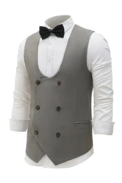 Grey Double Breasted Men's Vest With 7 Pieces Accessories Set -Zapaka Sales Store YYZLHB230123 20Grey 3