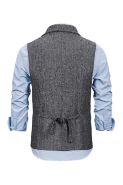 Grey Notched Lapel Men's Vest With Accessories Set -Zapaka Sales Store YYZLHB230127 20Grey 4