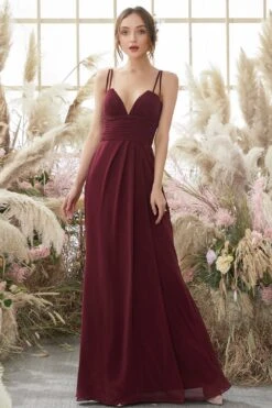 Burgundy Chiffon Bridesmaid Dress