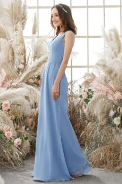 Blue V Neck Chiffon Bridesmaid Dress -Zapaka Sales Store ZDGAS130 3 55c02257 267e 420f a09d d6bc6f543a94