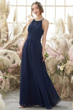 Navy Halter Chiffon Bridesmaid Dress -Zapaka Sales Store ZDGAS75685Navy 2