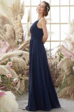 Navy Halter Chiffon Bridesmaid Dress -Zapaka Sales Store ZDGAS75685Navy 3