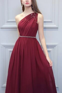 One Shoulder Long Chiffon Bridesmaid Dress With Beading 10 One Shoulder Long Chiffon Bridesmaid Dress With Beading -Zapaka Sales Store ZPK LYG8109 01