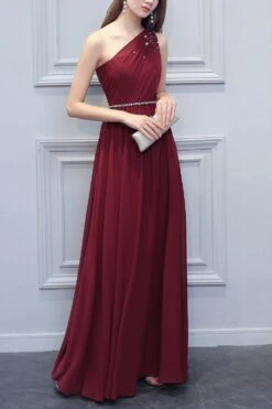 One Shoulder Long Chiffon Bridesmaid Dress With Beading 12 One Shoulder Long Chiffon Bridesmaid Dress With Beading -Zapaka Sales Store ZPK LYG8109 03