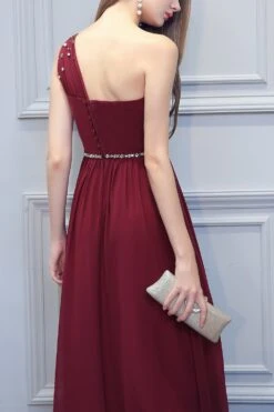 One Shoulder Long Chiffon Bridesmaid Dress With Beading 14 One Shoulder Long Chiffon Bridesmaid Dress With Beading -Zapaka Sales Store ZPK LYG8109 5