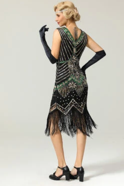 Black Glitter Fringe 1920s Flapper Dress -Zapaka Sales Store ZPKAV035black gold 6