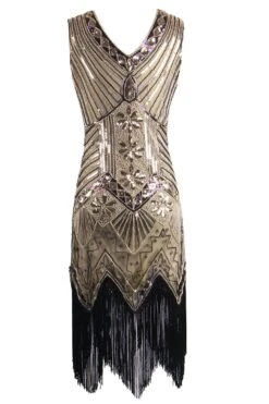 Black Glitter Fringe 1920s Flapper Dress -Zapaka Sales Store ZPKAV035gold
