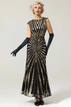 Mermaid 1920s Sequined Flapper Dress 11 Mermaid 1920s Sequined Flapper Dress -Zapaka Sales Store ZPKAV043black gold 7