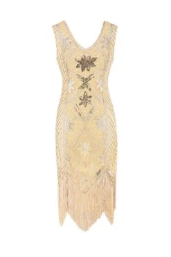 Red Sequins Beaded V-neck 1920s Dress -Zapaka Sales Store ZPKAV050pink