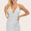 Silver Sequin Bodycon Cocktail Dress